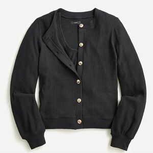 J.Crew Brushed Rib Black Button-Up Women's Cardigan Sweater L-XL
